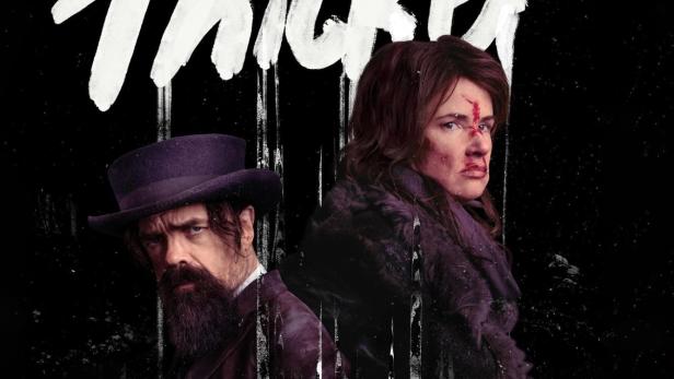 Das Filmplakat für „The Thicket“ zeigt Peter Dinklage und Juliette Lewis vor einem dunklen Hintergrund.