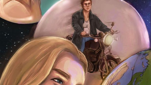 Das Filmposter für „Bubbles“ zeigt mehrere Charaktere in Seifenblasen vor einem Weltraumhintergrund.