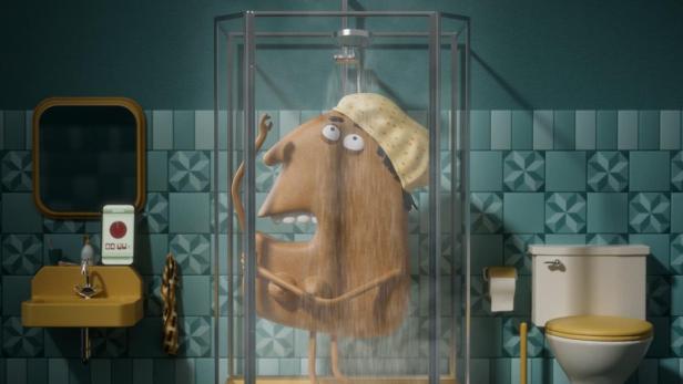 Das Filmplakat für „Quota“ zeigt eine animierte Figur unter der Dusche, gesprochen von Carice van Houten.