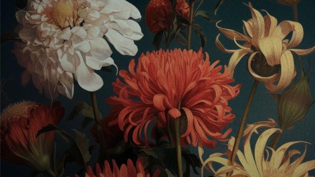 Das Filmplakat für „Unfruitful Times“ zeigt stilisierte Blumen vor einem dunklen Hintergrund.