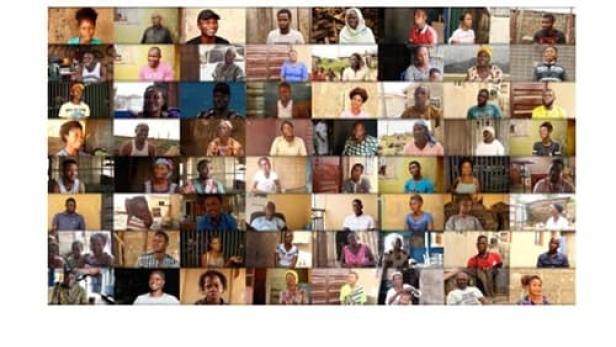 Das Titelbild für „Legend of the Vagabond Queen of Lagos“ zeigt Menschen in Booten und Online-Gespräche.