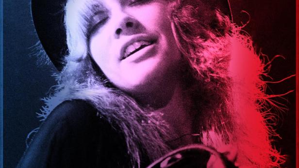 Stevie Nicks mit Tamburin, abgebildet auf dem Cover von „Wild at Heart“.