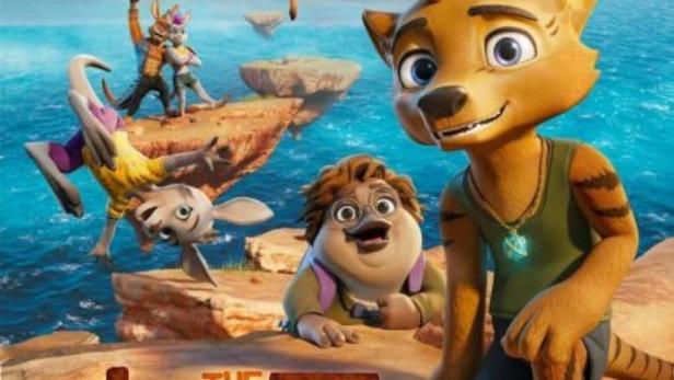 Das Filmplakat für „The Lost Tiger“ zeigt animierte Tiere auf einer tropischen Insel.