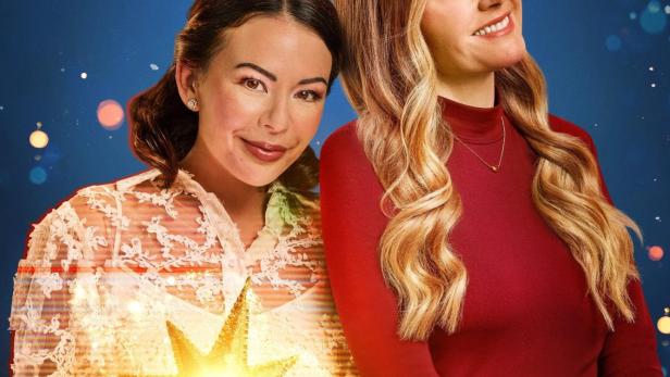 Das Filmplakat für „Sugar Plummed“ mit zwei Frauen vor einem weihnachtlichen Hintergrund.