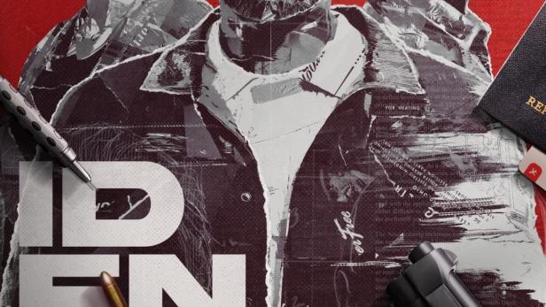 Das Filmplakat für „Identity“ zeigt drei Personen, eine Pistole und Patronen.