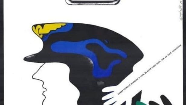 Das stilisierte Filmplakat für „Kalamita“ zeigt einen Mann mit Mütze, umgeben von Händen.