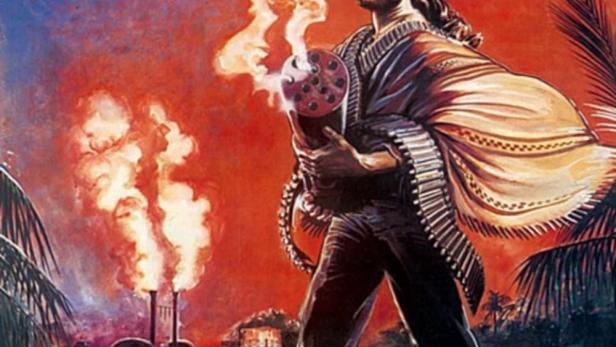 Franco Nero als Django mit einer Gatling Gun auf dem Filmplakat zu „Django’s Rückkehr“.