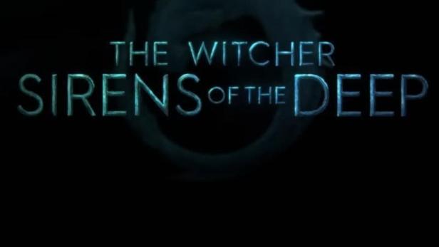 Das Logo für „The Witcher: Sirens of the Deep“ mit einer Meerjungfrau im Hintergrund.