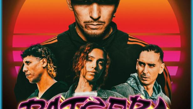 Das Filmplakat für „Patser“, mit den Schauspielern Nora Gharib, Matteo Simoni und Junes Lazaar.