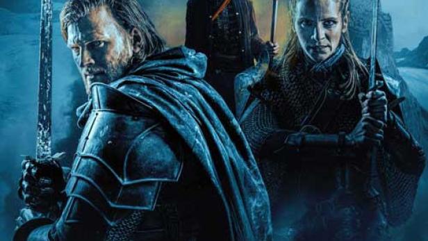 Das Filmplakat für „A Knight's War“ zeigt zwei Ritter mit Schwertern und eine unheimliche Gestalt im Hintergrund.