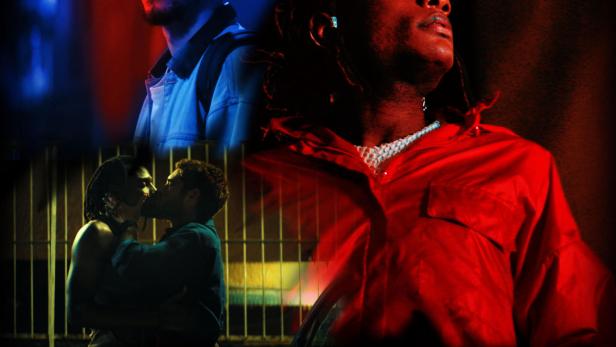 Das Filmplakat für „Night Stage“ zeigt zwei Männer in verschiedenen Szenen.