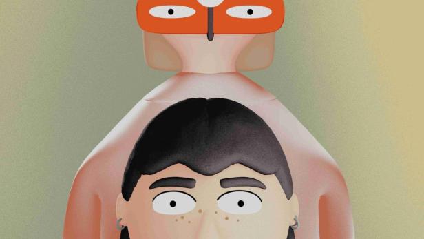 Das Filmplakat für „Butterfly Kiss“ zeigt eine stilisierte Person mit einem Schmetterling über dem Kopf.