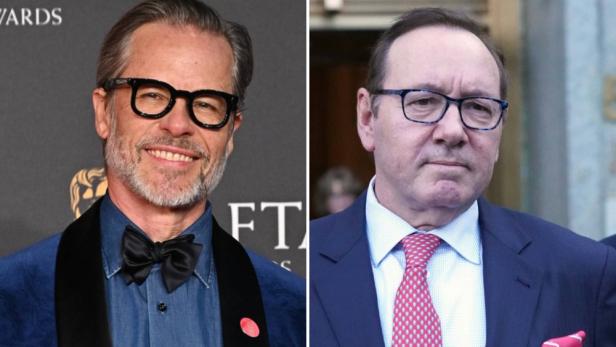 Ein Doppelporträt von Guy Pearce und Kevin Spacey.