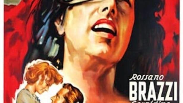 Das Filmplakat für „Vulcano“ zeigt Anna Magnani in einer dramatischen Pose.