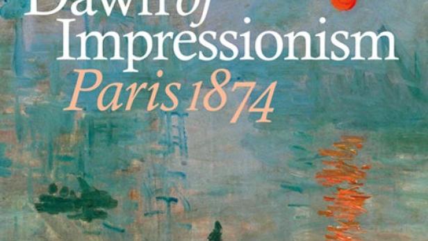 Ein Ausstellungsplakat für „Dawn of Impressionism: Paris 1874“ mit einem impressionistischen Gemälde.