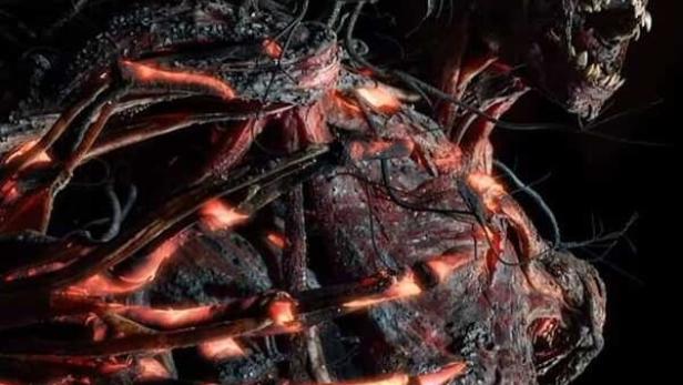 Ein dämonisches Wesen mit glühenden Körperteilen und dem Schriftzug „Coming Soon“.