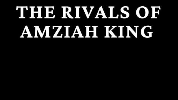 Der Titel „The Rivals of Amziah King“ auf schwarzem Hintergrund.