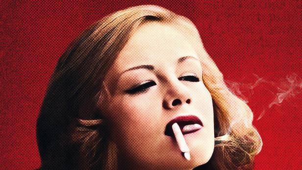 Das Filmplakat für „Ich will alles“ zeigt Hildegard Knef mit einer Zigarette.