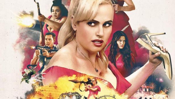 Das Filmplakat zu „Bride Hard“ zeigt Rebel Wilson und andere bewaffnete Frauen in Hochzeitskleidern.