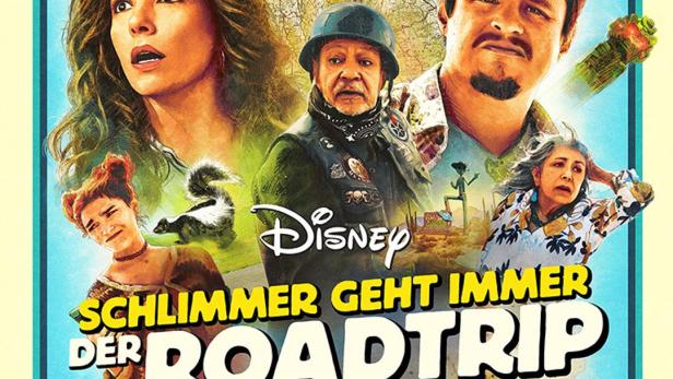 Das Filmplakat für „Schlimmer geht immer – Der Roadtrip“ zeigt eine Gruppe von Charakteren vor einem Wohnmobil.