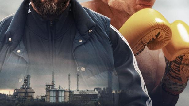 Das Filmplakat für „Salvable“ zeigt Toby Kebbell und Shia LaBeouf vor einer Industrieanlage.