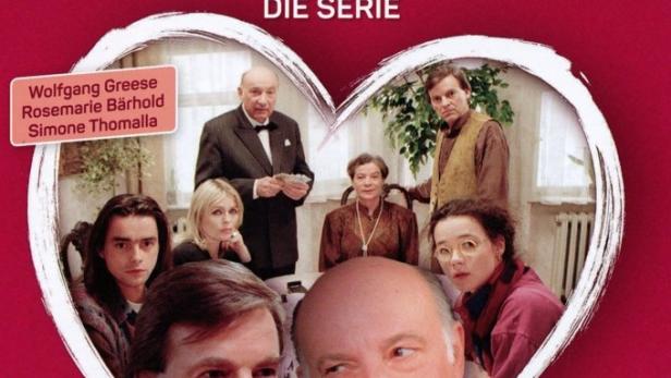 Das Cover der DDR-Serie „Familie Agentur Herz“ mit den Schauspielern Wolfgang Greese, Rosemarie Bärhold und Simone Thomalla.