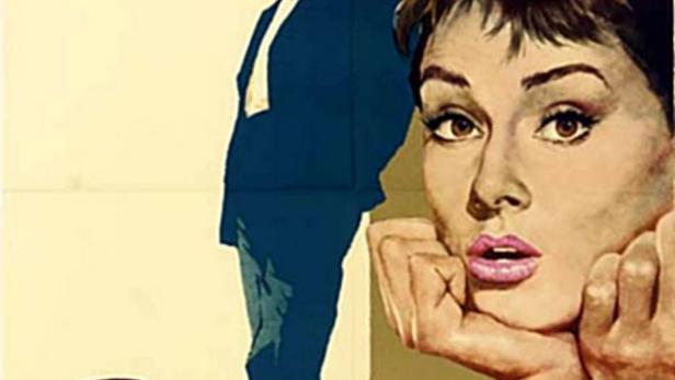 Das Filmplakat für „Sabrina“ mit Humphrey Bogart, Audrey Hepburn und William Holden.