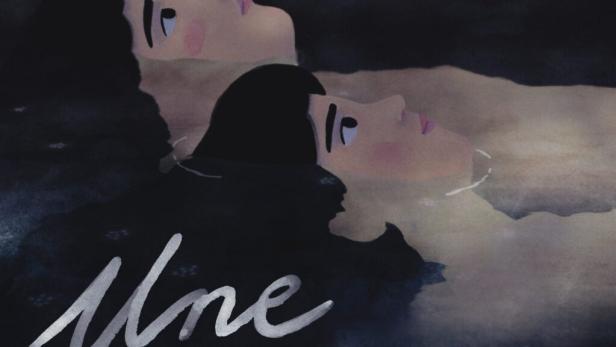 Das animierte Filmposter für „Une Fugue“ zeigt zwei Frauen, die im Wasser liegen.