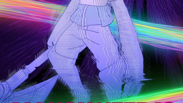 Illustration für „All You Need Is Kill“ mit einer futuristischen Soldatin vor einem psychedelischen Hintergrund.