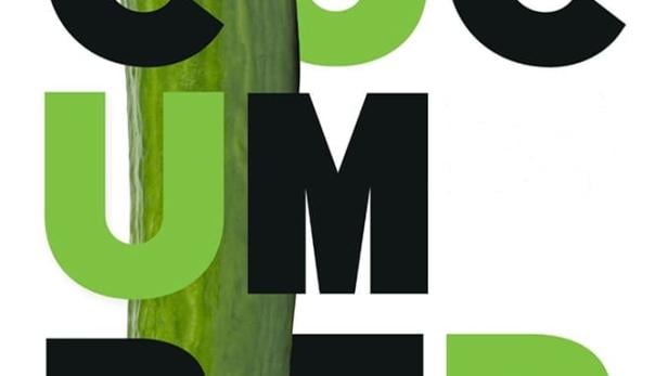 Ein grüner, ganzer Gurke vor dem Wort „Cucumber“.