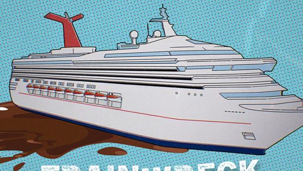 Das Poster für die Netflix-Dokumentation „Trainwreck: Die Poop Cruise“ zeigt ein Kreuzfahrtschiff mit Fäkalien.