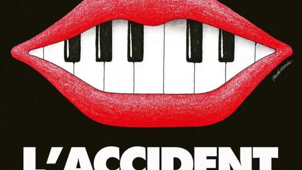 Das Cover für „L'Accident de Piano“ zeigt einen Mund mit Klaviertasten statt Zähnen.