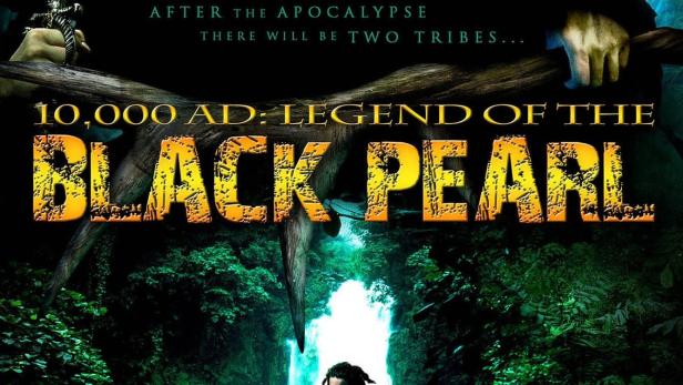 Das Filmplakat für „10,000 AD: Legend of the Black Pearl“ zeigt Stammesangehörige und einen maskierten Mann.