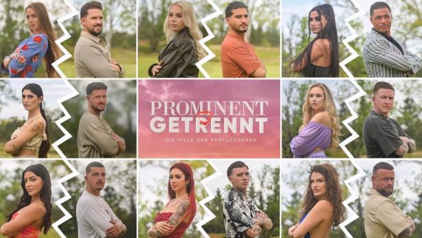 Das Promobild zur Reality-Show „Prominent Getrennt – Die Villa der Verflossenen“ zeigt mehrere Paare.