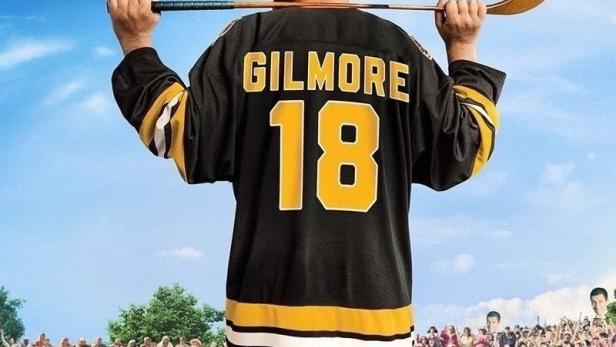 Ein Werbeplakat für „Happy Gilmore 2“ mit Adam Sandler im Eishockeytrikot.