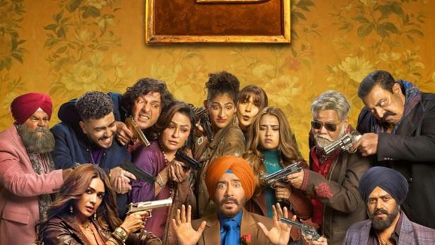 Das Filmplakat für „Son of Sardaar 2“ zeigt eine Gruppe bewaffneter Personen.