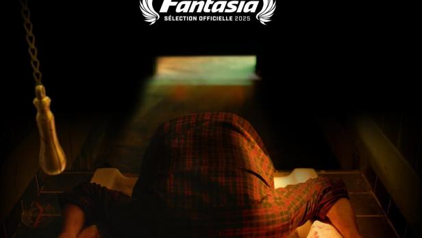 Das Filmplakat für „Flush“ zeigt eine Person, die mit dem Kopf in eine blutverschmierte Toilette steckt.