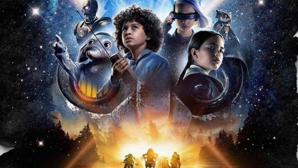 Das Poster für „Star Wars: Skeleton Crew“ zeigt eine Gruppe von Kindern und andere Charaktere vor einem Weltraumhintergrund.