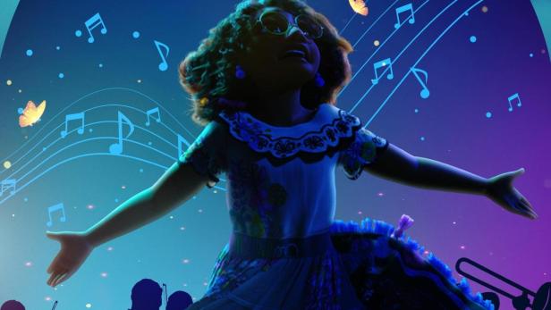 Ein Werbeplakat für „Encanto Live“ mit Mirabel Madrigal auf der Bühne.