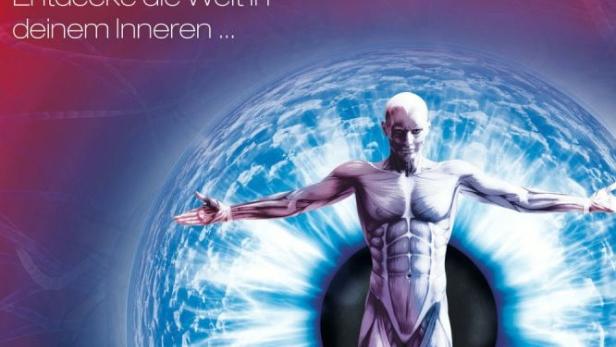 Das Cover der BBC-Dokumentation „Der menschliche Körper“ zeigt eine stilisierte menschliche Figur vor einem Auge.