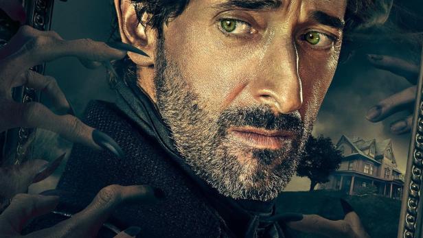 Das Filmplakat für „Chapelwaite“ zeigt Adrien Brody umgeben von unheimlichen Händen.