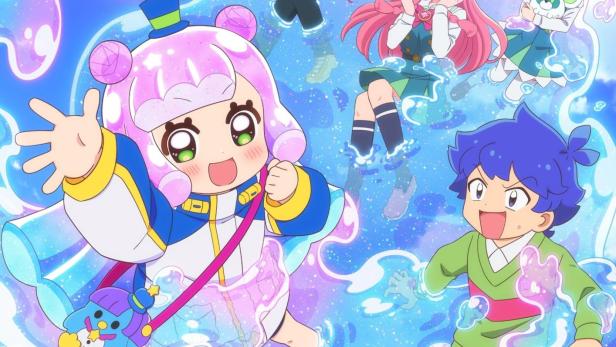 Ein farbenfrohes Anime-Poster mit mehreren Charakteren und dem Titel „PuniRunu is a Cute Slime“.