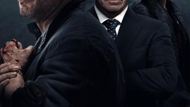 Das Filmplakat für „Mobland“ zeigt Tom Hardy, Pierce Brosnan und Helen Mirren.