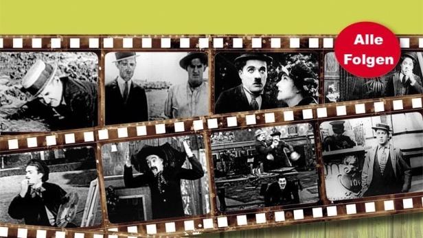 Das Cover der DVD „Klamottenkiste“ zeigt Stummfilmszenen mit Charlie Chaplin und Fatty Arbuckle.