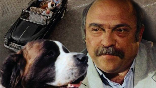 Das Cover der DVD „Mensch Hermann“ zeigt einen Bernhardiner und Wolfgang Dehler.