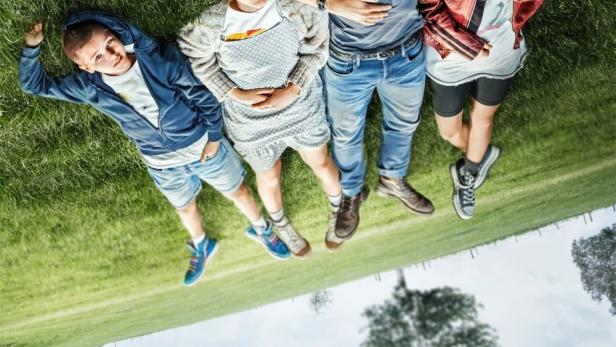 Die „Friedmanns Vier“ liegen entspannt im Gras.