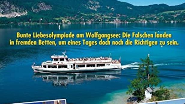 Das Filmplakat für „Happy End am Wolfgangsee“ zeigt eine bunte Szene am See.