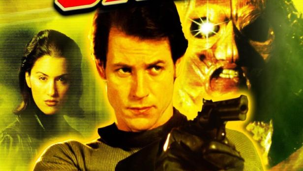 Das Filmplakat für „Carver's Gate“ zeigt Michael Paré mit einer Waffe.