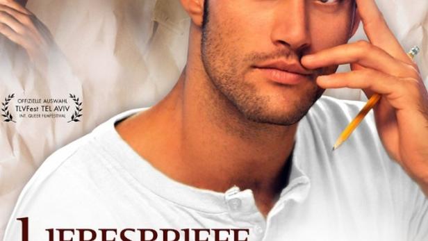 Das Filmplakat für „Liebesbriefe eines Unbekannten“ zeigt einen jungen Mann mit einem Bleistift am Kopf.