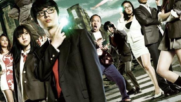 Das Filmplakat für „Eiga Minna! Esper Dayo!“ zeigt eine Gruppe von Menschen mit übernatürlichen Kräften.